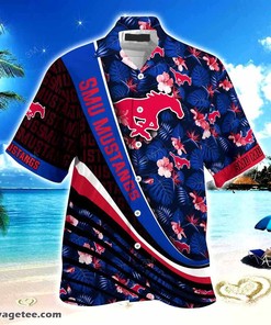SMU Mustangs Hawaiian Shirt - Tropical Flower Pattern for Summer Beach Fun