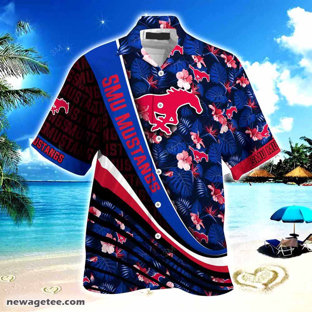 SMU Mustangs Hawaiian Shirt - Tropical Flower Pattern for Summer Beach Fun