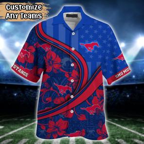 SMU Mustangs NCAA US Flag Flower Hawaii Shirt For Fans