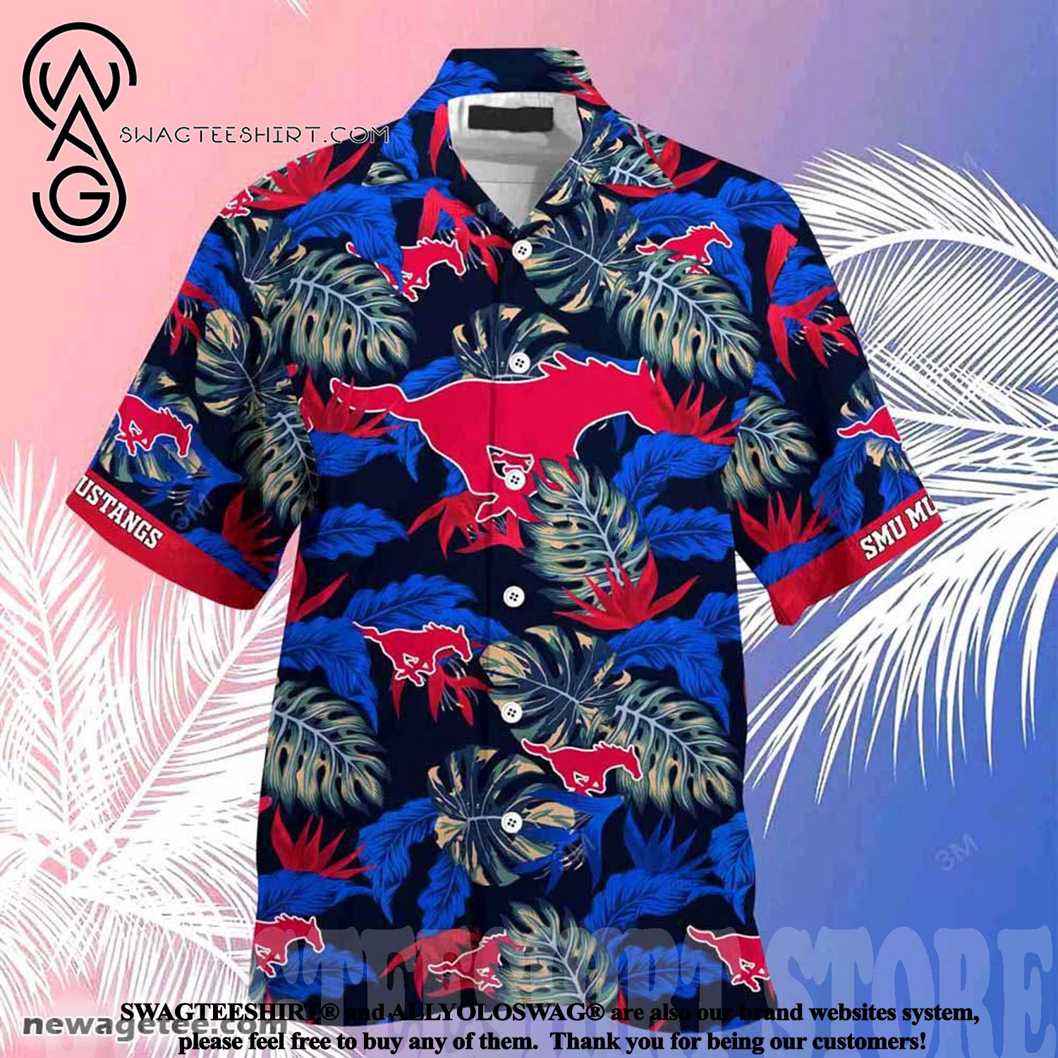 SMU Mustangs Stress Blessed Obsessed Summer Beach Hawaiian Shirt