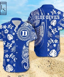 Samoan Print Duke Blue Devils Hawaiian Shirt for Football Fans
