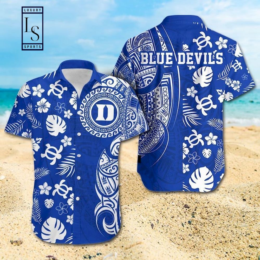 Samoan Print Duke Blue Devils Hawaiian Shirt for Football Fans