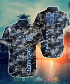 Short Sleeve Coconut Print NCAA Utah State Aggies Hawaiian Shirt 