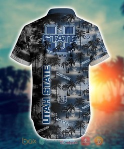 Short Sleeve Coconut Print NCAA Utah State Aggies Hawaiian Shirt
