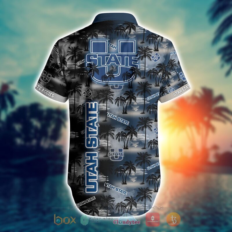 Short Sleeve Coconut Print NCAA Utah State Aggies Hawaiian Shirt