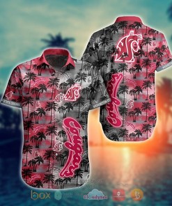 Short Sleeve Coconut Print Washington State Cougars Hawaiian Shirt 