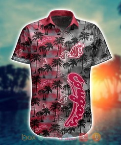 Short Sleeve Coconut Print Washington State Cougars Hawaiian Shirt