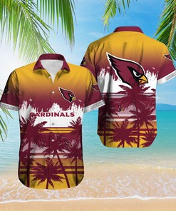 Short Sleeve Hawaiian Shirt and Shorts Set for Men, Arizona Cardinals Themed 