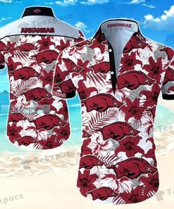 Show Your Arkansas Razorbacks Love with Logo Flower Pattern Hawaiian Shirt