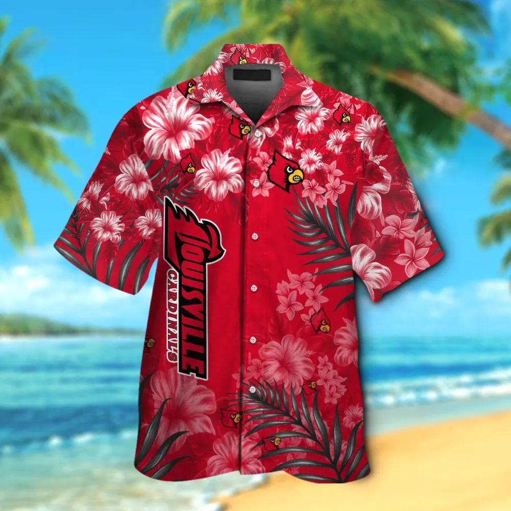 Show Your Love for Louisville Cardinals with Red Flowers NCAA Hawaiian Shirt