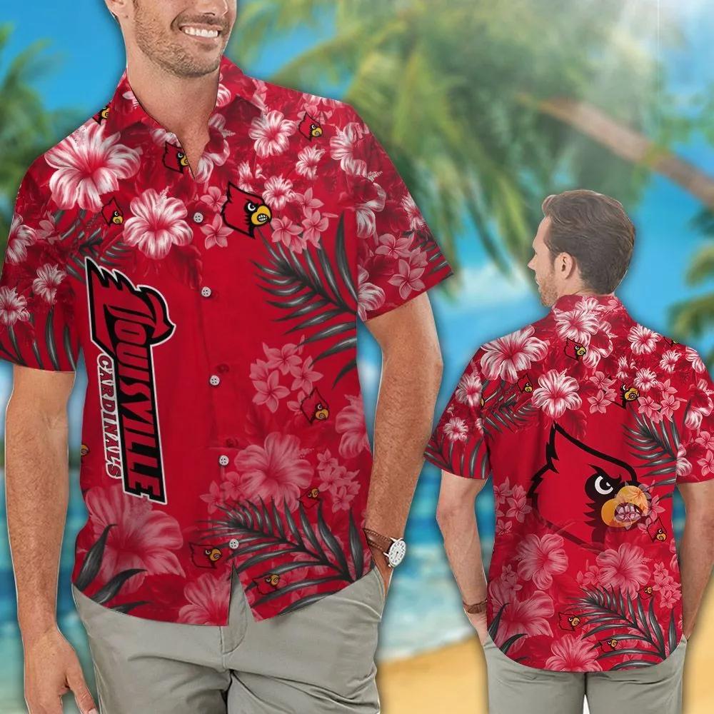 Show Your Love for Louisville Cardinals with Red Flowers NCAA Hawaiian Shirt