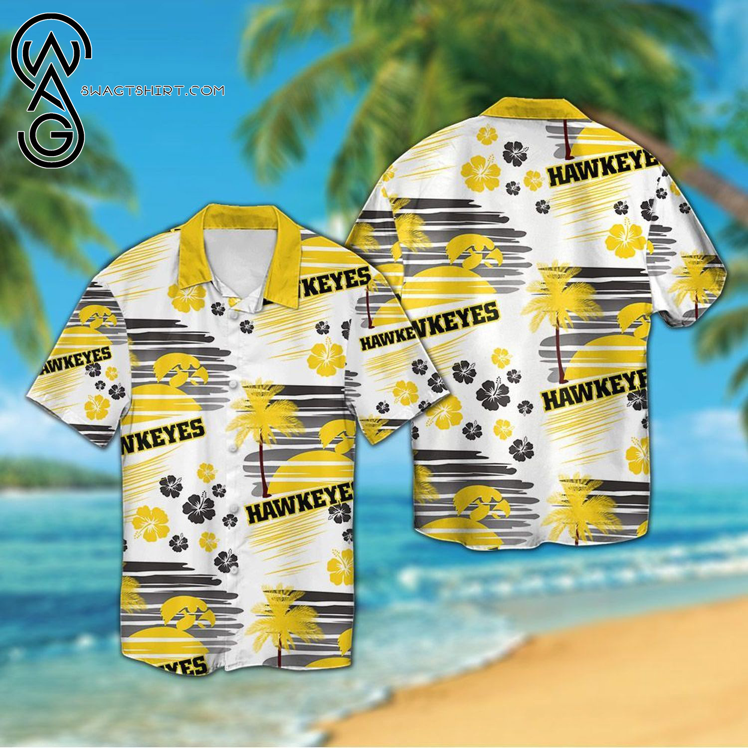 Snoopy Print NCAA Iowa Hawkeyes Hawaiian Shirt for Men