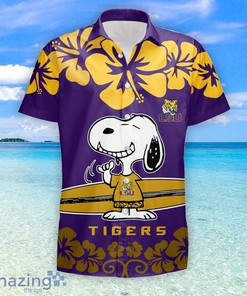 Snoopy Sleeve Lsu Tigers Hawaiian Shirt and Shorts Set for Boys 