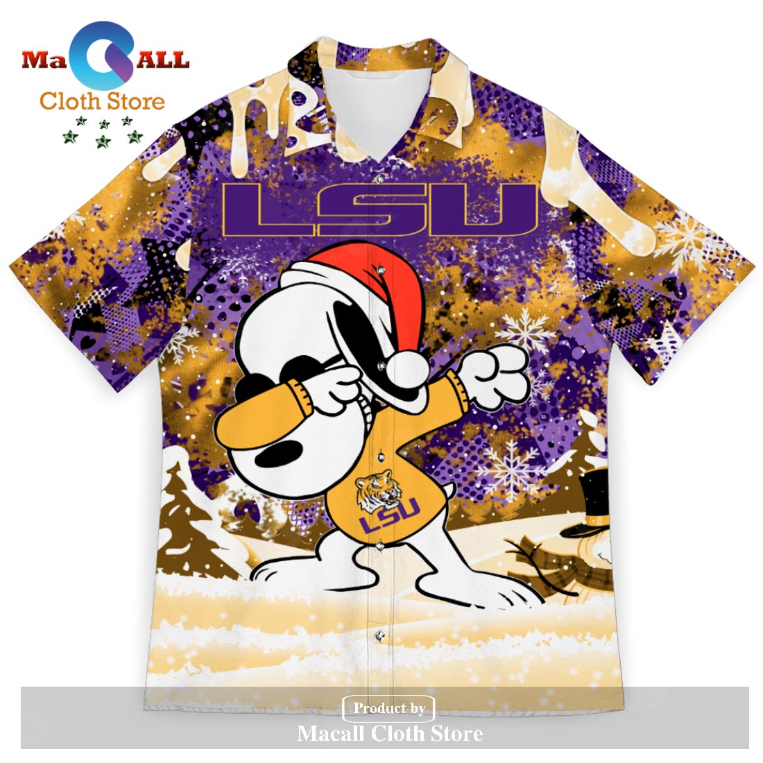 Sport LSU Tigers Button Up Tropical Aloha Hawaiian Shirt
