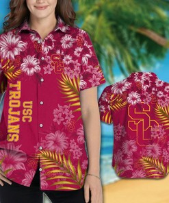 Stand Out with NCAA USC Trojans Cardinal Flowers Gold Hawaiian Shirt 