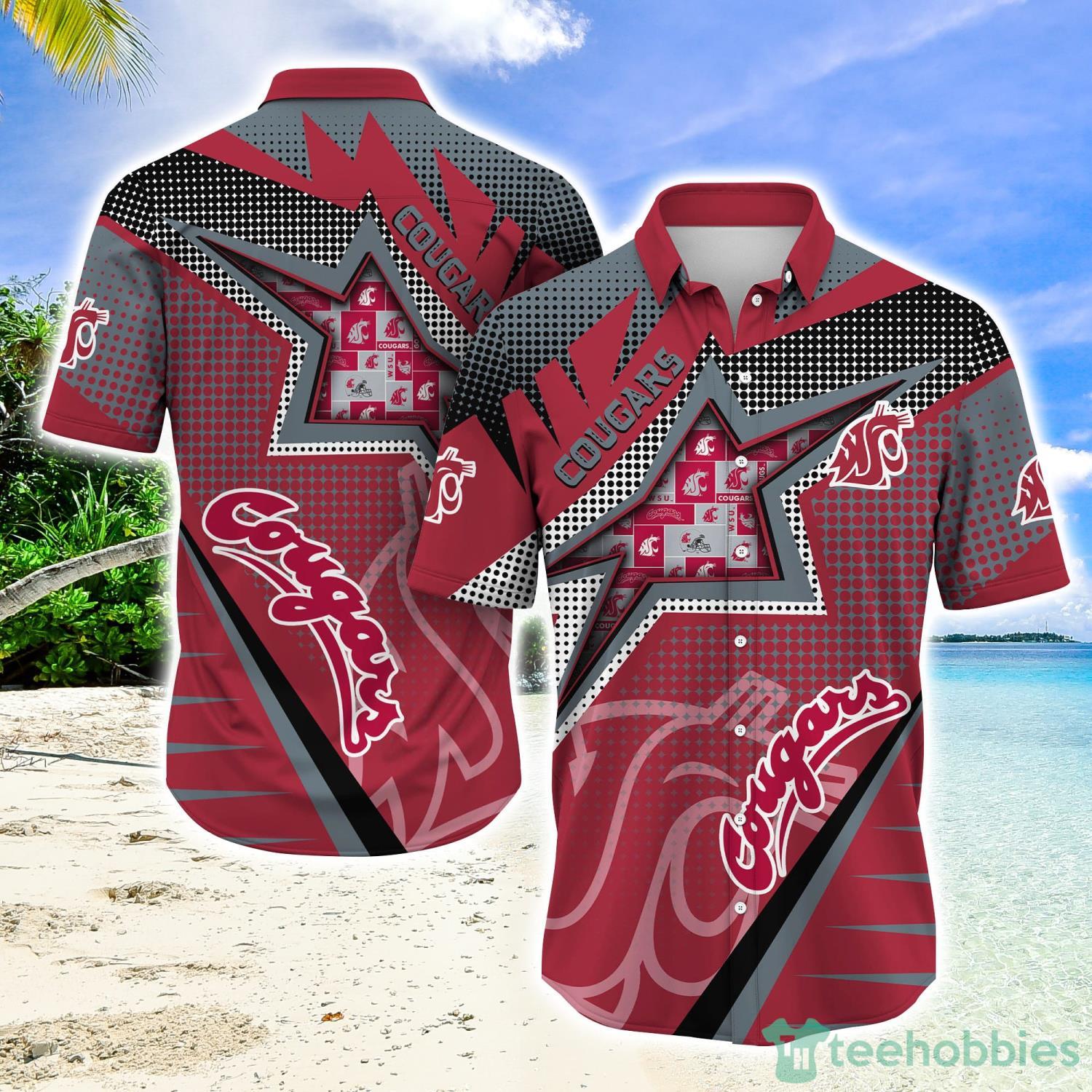 Stand Out with Washington State Cougars Red Grey Star Pattern Hawaiian Shirt