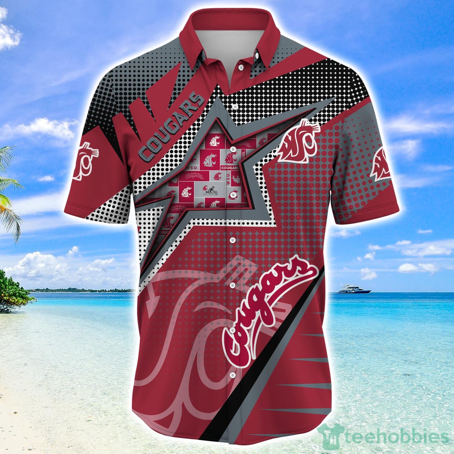 Stand Out with Washington State Cougars Red Grey Star Pattern Hawaiian Shirt