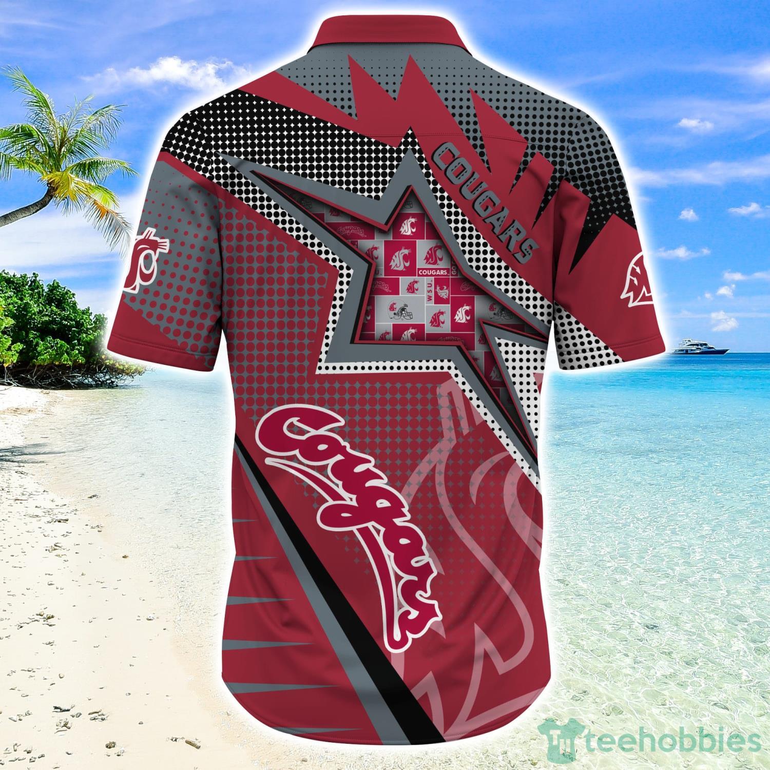 Stand Out with Washington State Cougars Red Grey Star Pattern Hawaiian Shirt