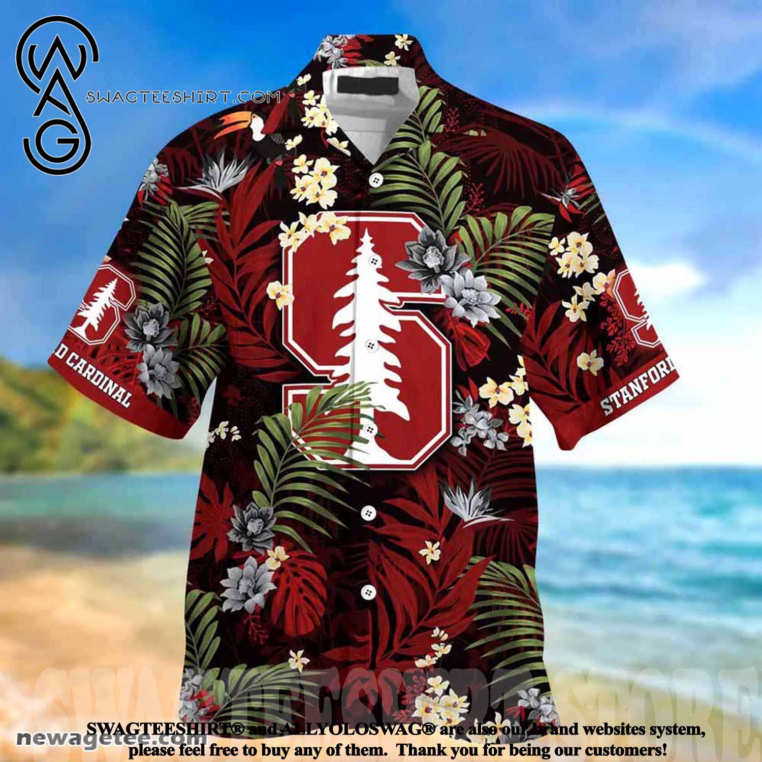 Stanford Cardinal Summer Beach Hawaiian Shirt with Bold Message