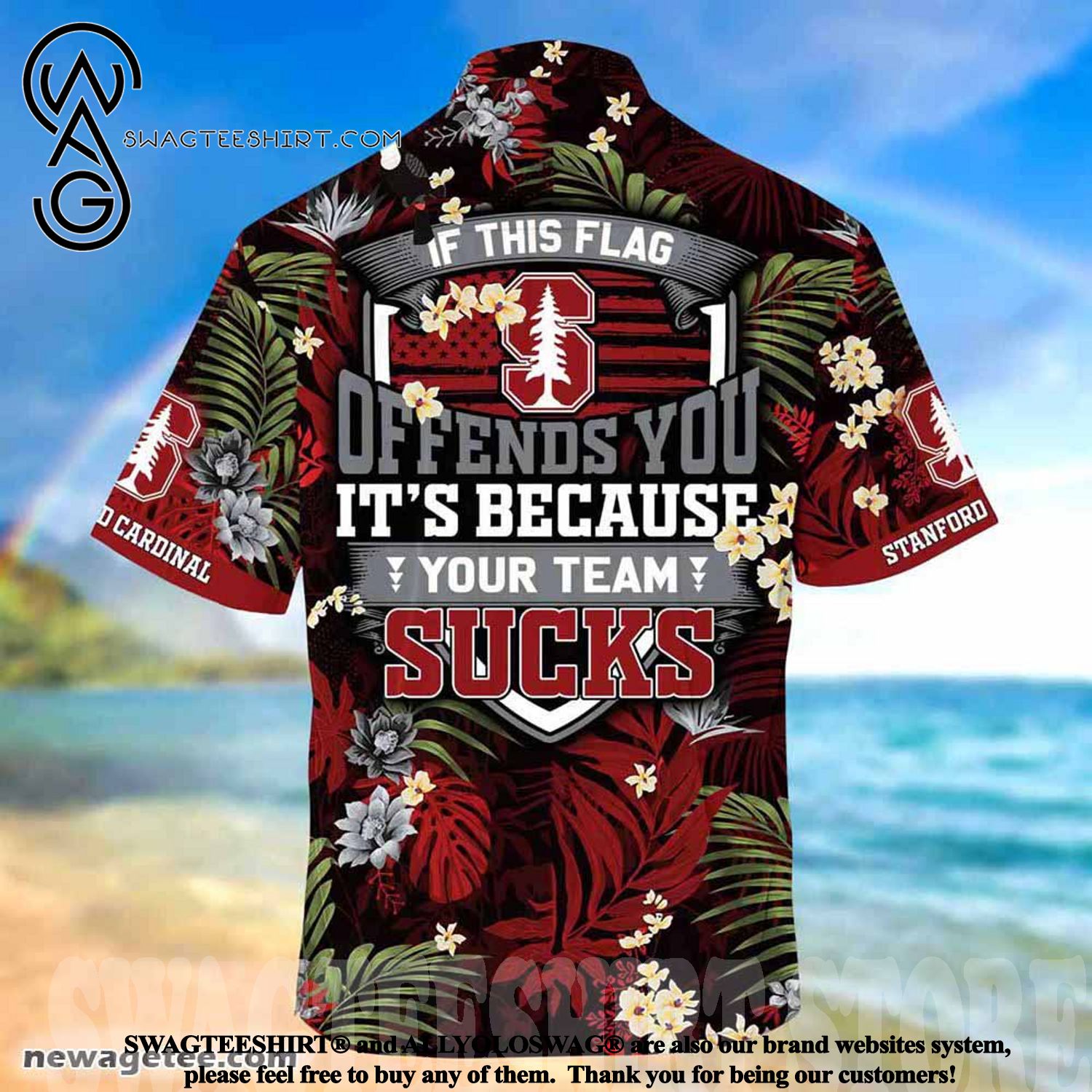 Stanford Cardinal Summer Beach Hawaiian Shirt with Bold Message
