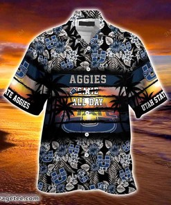Stay Classy with Utah State Aggies Summer Beach Hawaiian Shirt Hibiscus Pattern for Sports Fans 