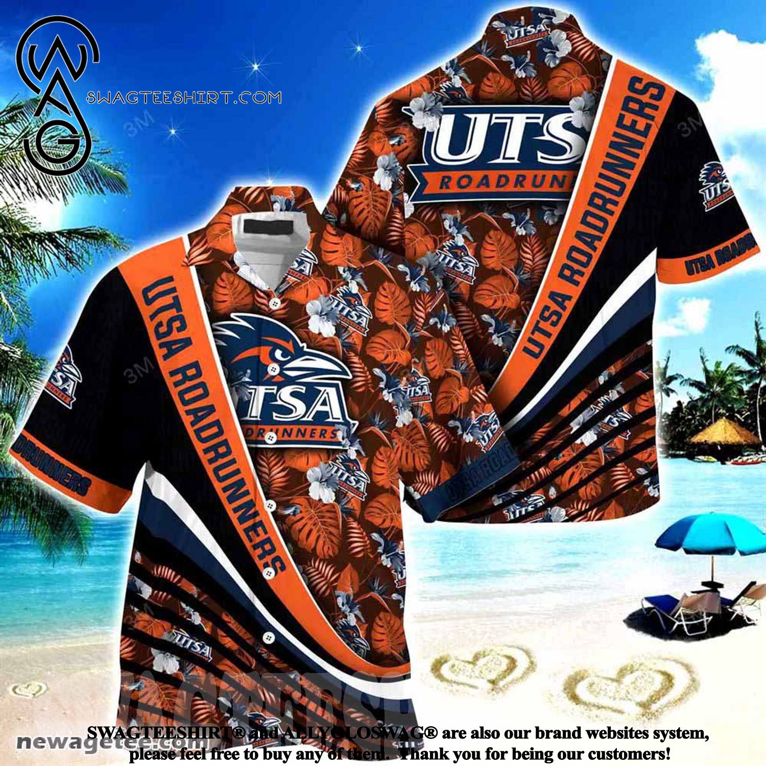 Stay Classy with Utsa Roadrunners Summer Beach Hawaiian Shirt with Tropical Flower Pattern
