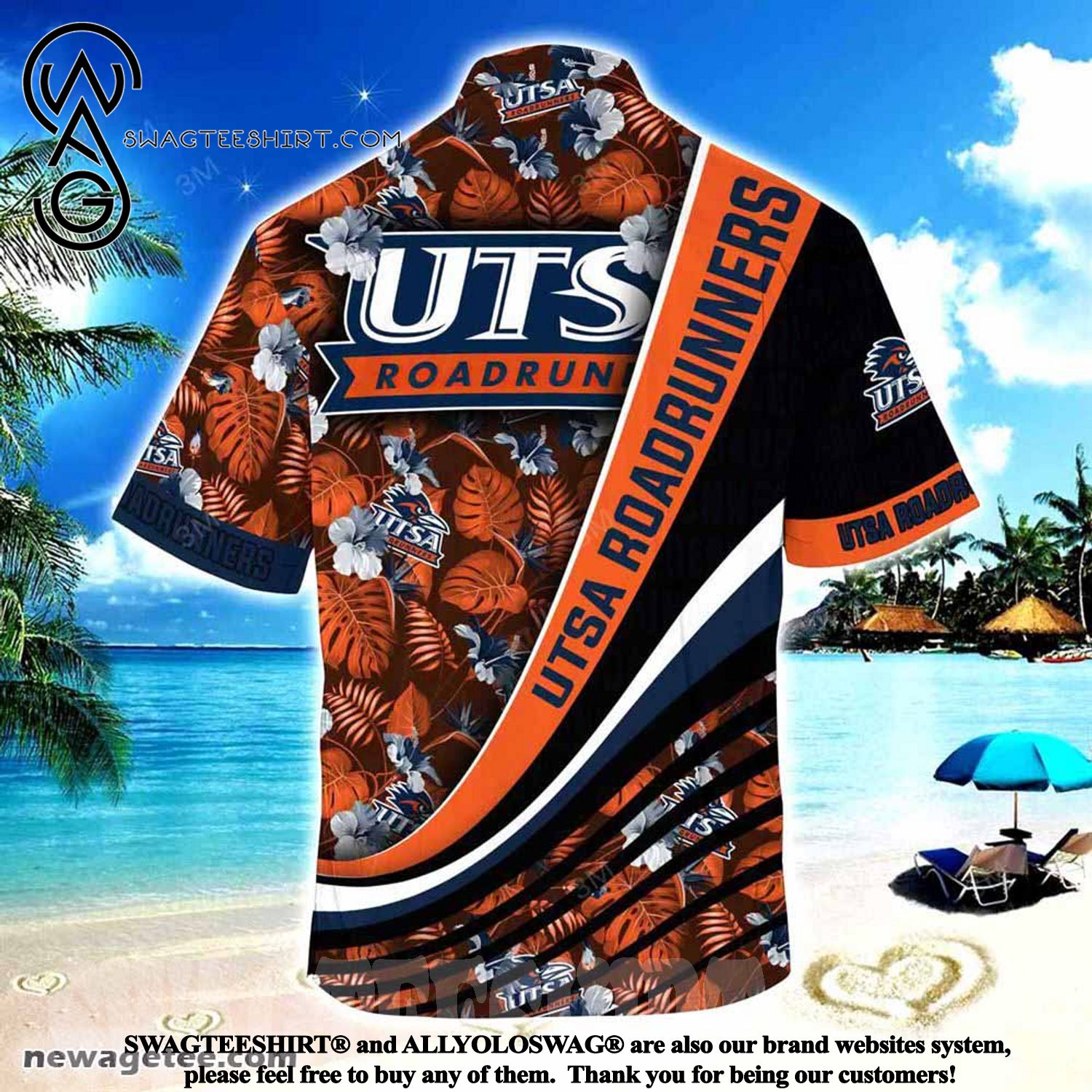 Stay Classy with Utsa Roadrunners Summer Beach Hawaiian Shirt with Tropical Flower Pattern