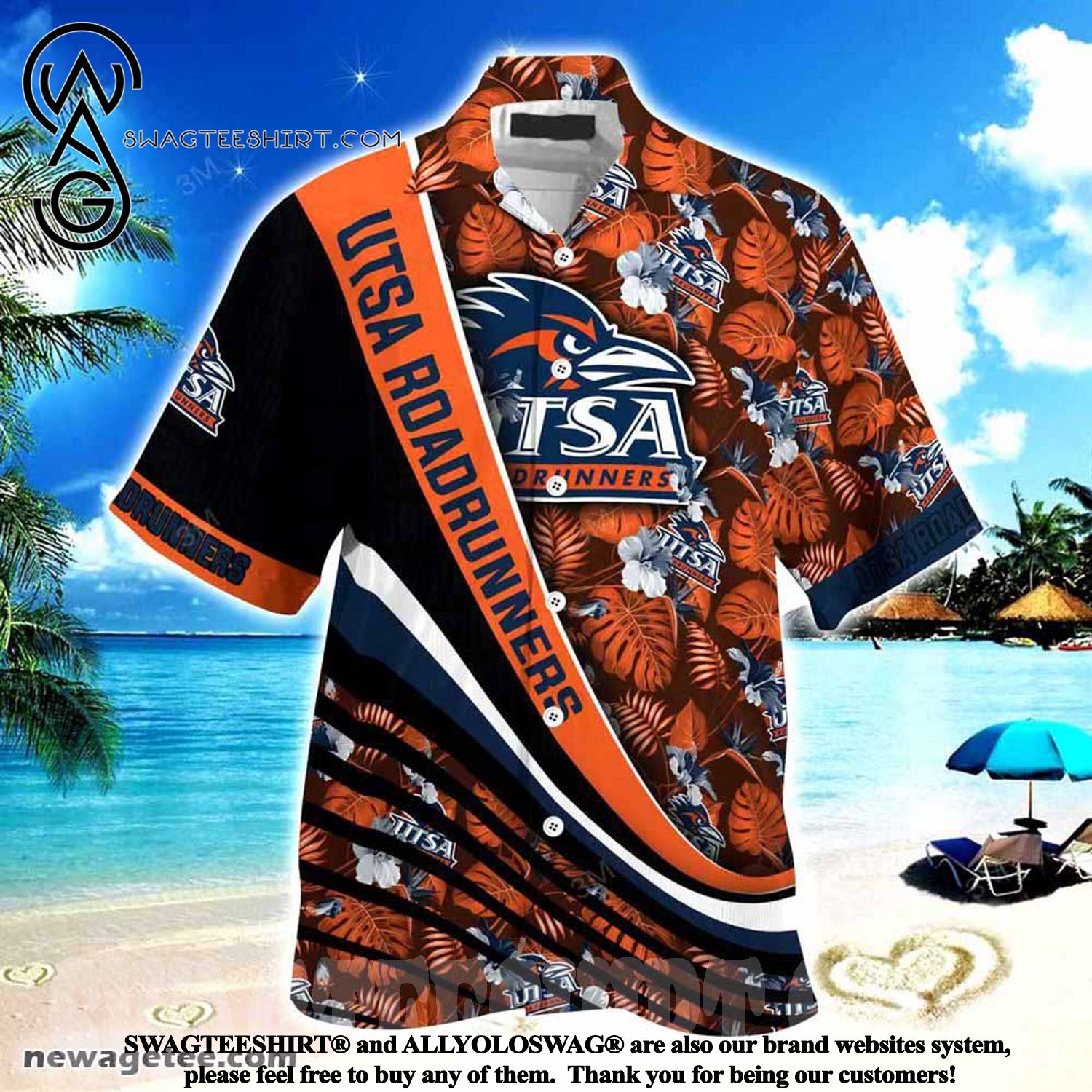 Stay Classy with Utsa Roadrunners Summer Beach Hawaiian Shirt with Tropical Flower Pattern