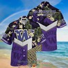 Stay Cool and Comfy this Summer with NCAA Washington Huskies Black Purple Hawaiian Shirt 
