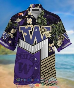Stay Cool and Comfy this Summer with NCAA Washington Huskies Black Purple Hawaiian Shirt
