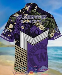 Stay Cool and Comfy this Summer with NCAA Washington Huskies Black Purple Hawaiian Shirt