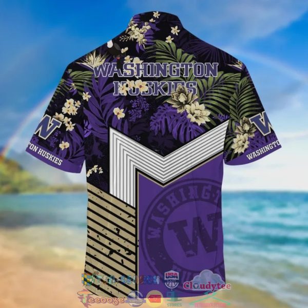 Stay Cool and Comfy this Summer with NCAA Washington Huskies Black Purple Hawaiian Shirt