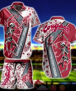 Stay Cool this Summer with NCAA Washington State Cougars Skeleton Aloha Shirt