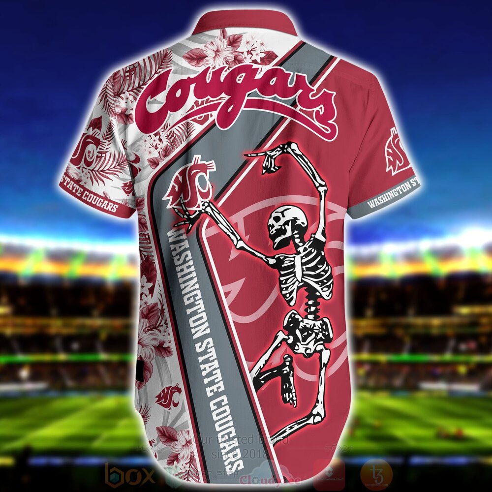 Stay Cool this Summer with NCAA Washington State Cougars Skeleton Aloha Shirt