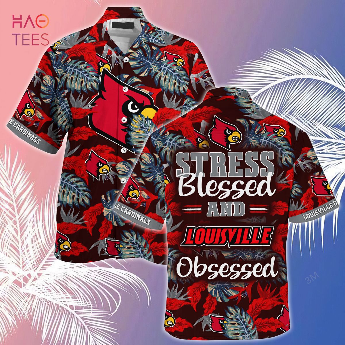 Stress Blessed Obsessed Summer Hawaiian Shirt and Shorts for Louisville Cardinals Fans