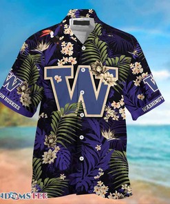 Stress Free Summer with Washington Huskies Hawaiian Shirt and Shorts with Tropical Patterns for Fans