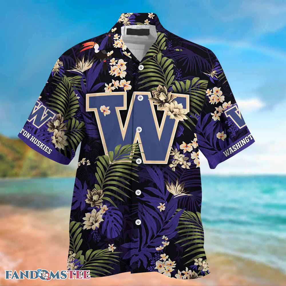 Stress Free Summer with Washington Huskies Hawaiian Shirt and Shorts with Tropical Patterns for Fans