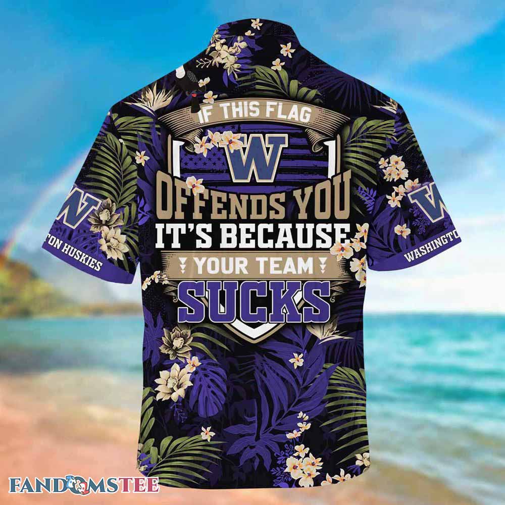 Stress Free Summer with Washington Huskies Hawaiian Shirt and Shorts with Tropical Patterns for Fans