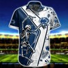 Stylish Blue and White NCAA Penn State Nittany Lions Skeleton Hawaiian Shirt