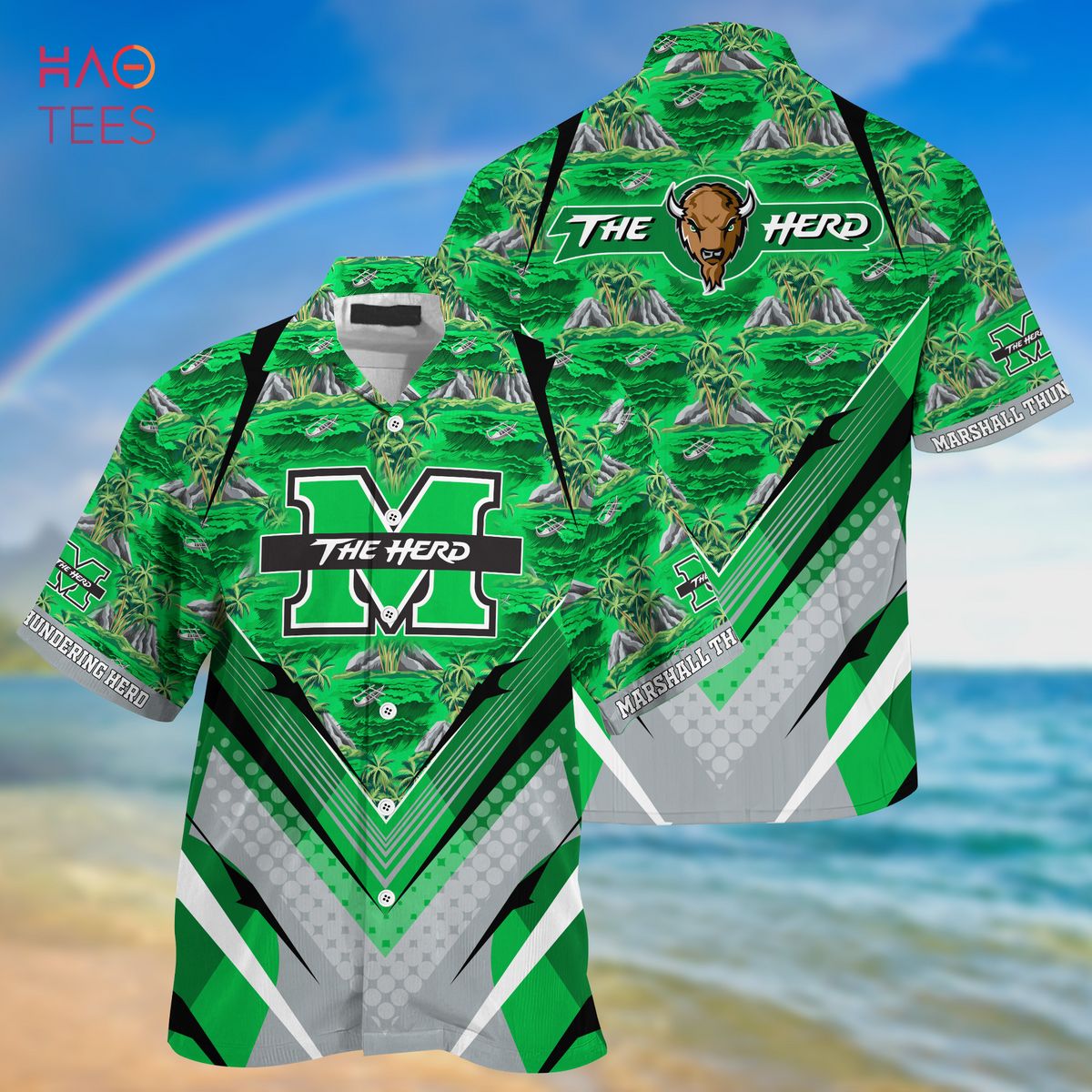 Summer Hawaiian Shirt and Shorts for Sports Fans - Trending Marshall Thundering Herd