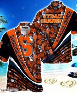 Syracuse Orange Beach Hawaiian Shirt with Tropical Flower Pattern