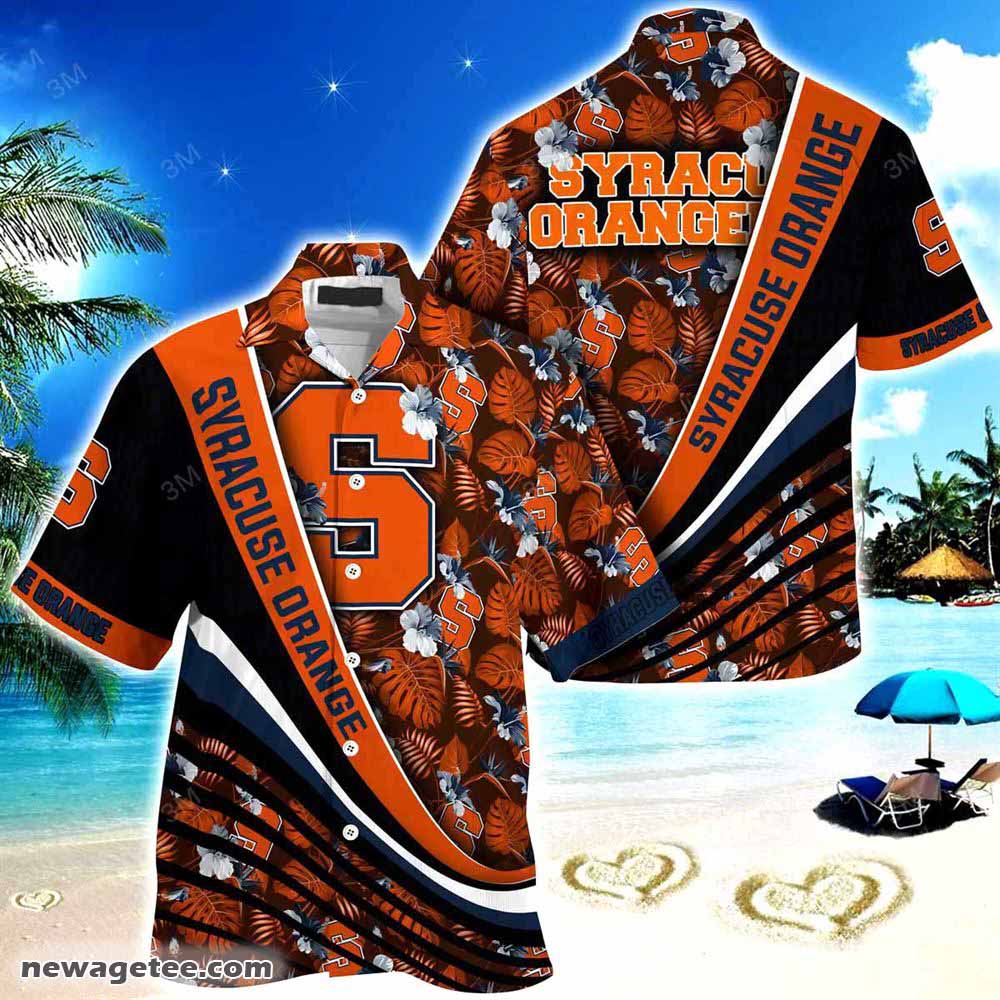 Syracuse Orange Beach Hawaiian Shirt with Tropical Flower Pattern