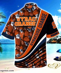 Syracuse Orange Beach Hawaiian Shirt with Tropical Flower Pattern