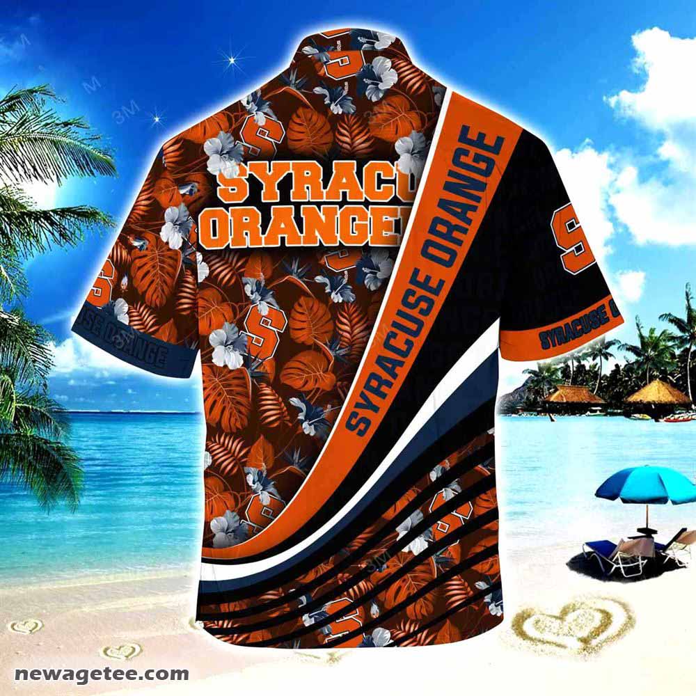 Syracuse Orange Beach Hawaiian Shirt with Tropical Flower Pattern