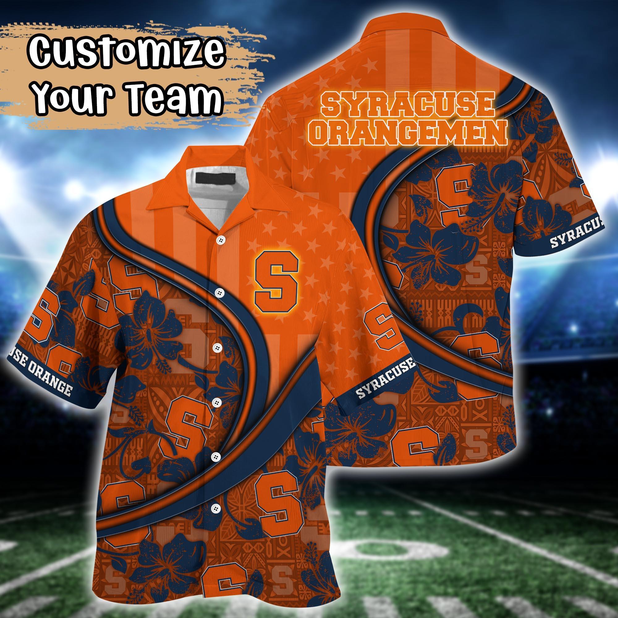Syracuse Orange NCAA US Flag Flower Hawaii Shirt For Fans