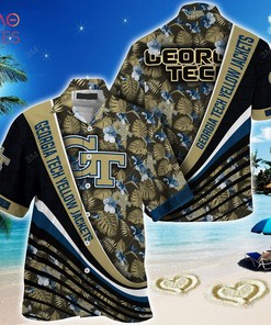 TRENDING Georgia Tech Yellow Jackets Summer Hawaiian Shirt - With Tropical Flower Pattern For Fans 