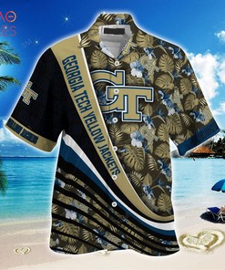TRENDING Georgia Tech Yellow Jackets Summer Hawaiian Shirt - With Tropical Flower Pattern For Fans 
