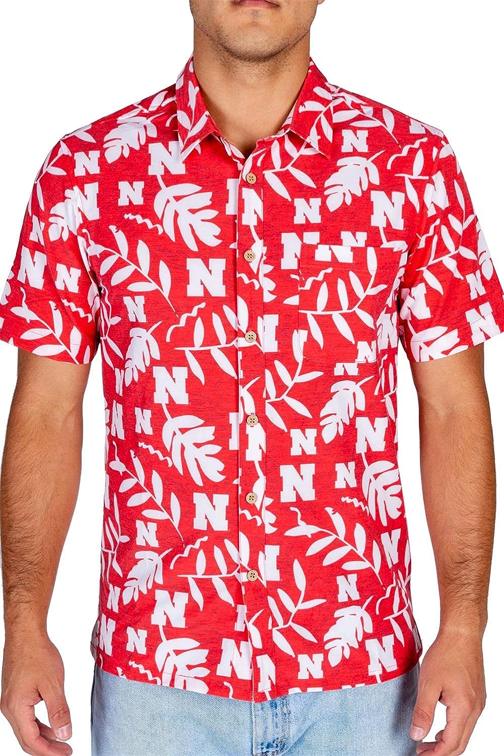 Tellum and Chop/Shinesty Men's Nebraska Cornhuskers Hawaiian Shirt - Your Go-To Beach Look.