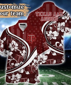 Texas A&M Aggies NCAA US Flag Flower Hawaii Shirt For Fans