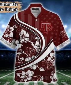 Texas A&M Aggies NCAA US Flag Flower Hawaii Shirt For Fans